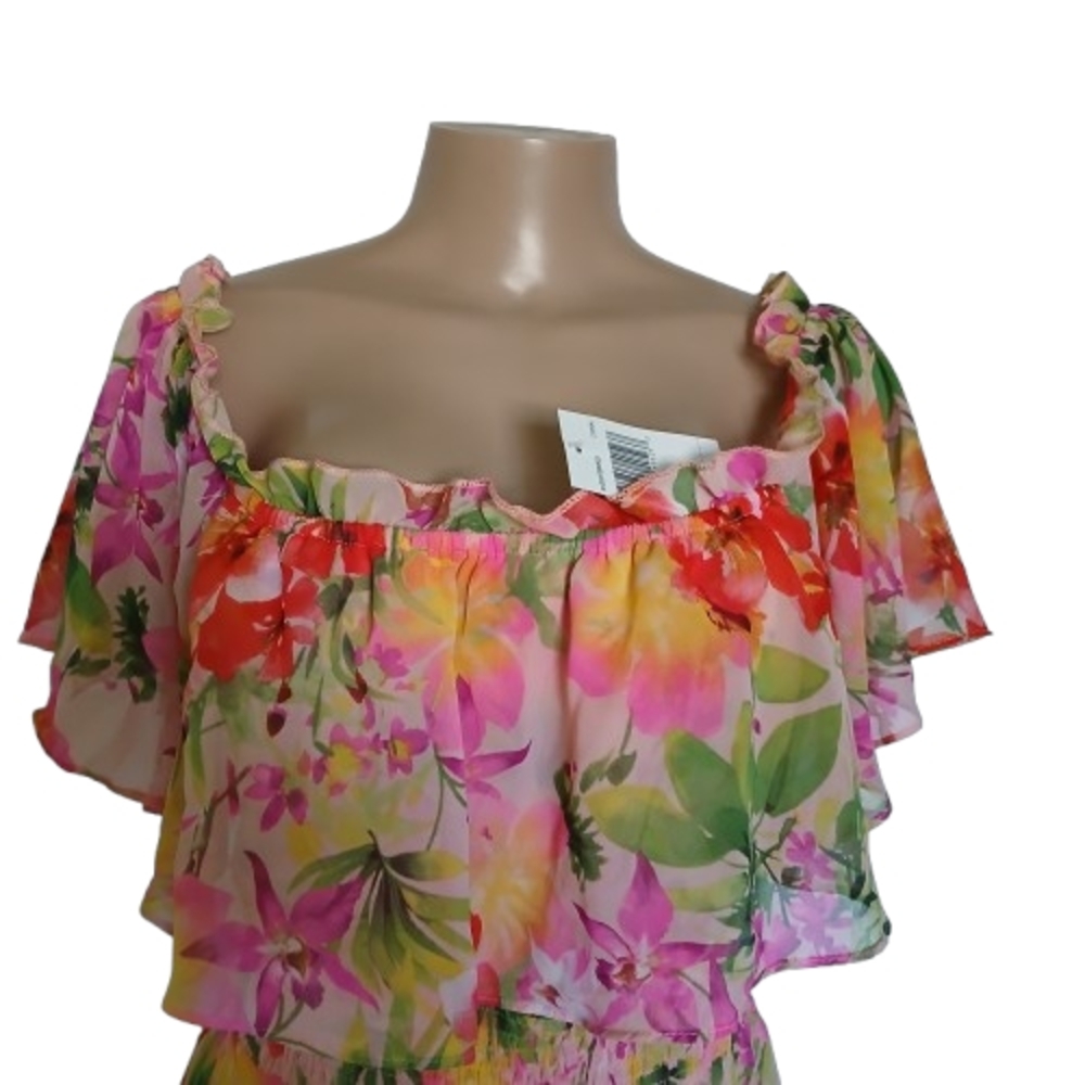 Rabbit Rabbit Rabbit Ruffle Floral Dress with features an off-shoulder neckline - Picture 9 of 11